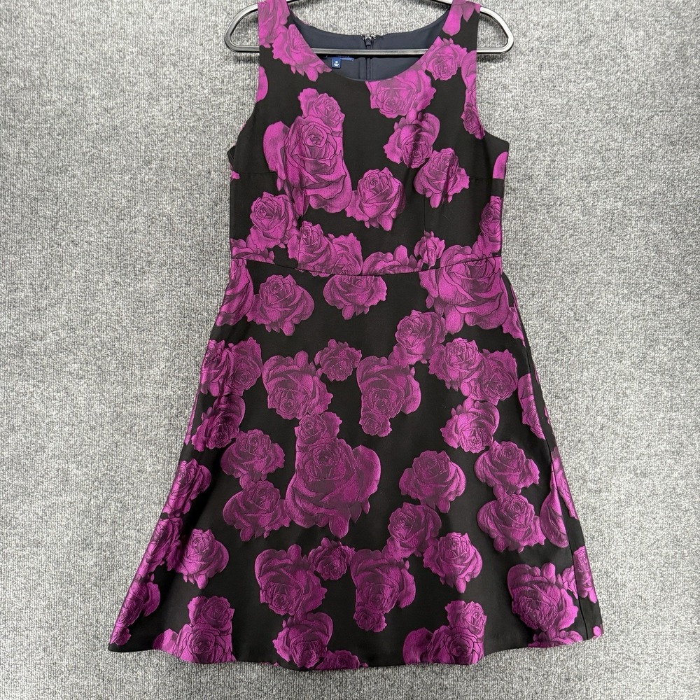 RSVP by Talbots Dress Womens 10 Black Purple Floral A-Line Formal Evening Luxury